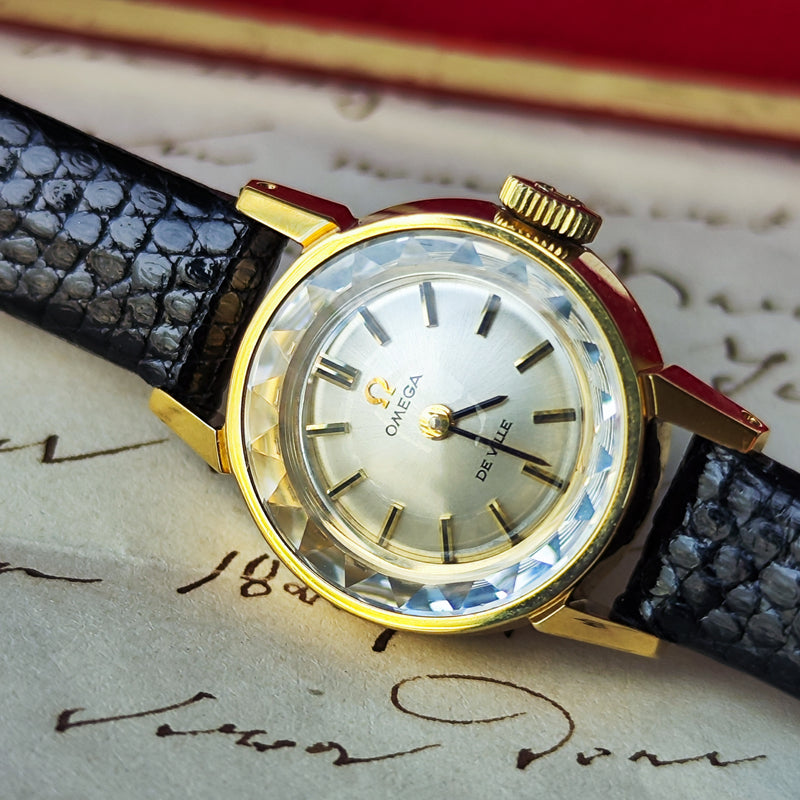 55 オメガ　デビル　カットガラス　手巻き　レディース　腕時計　美品 OH済み】OMEGA オメガ DE VILLE デビル 手巻き腕時計 カット