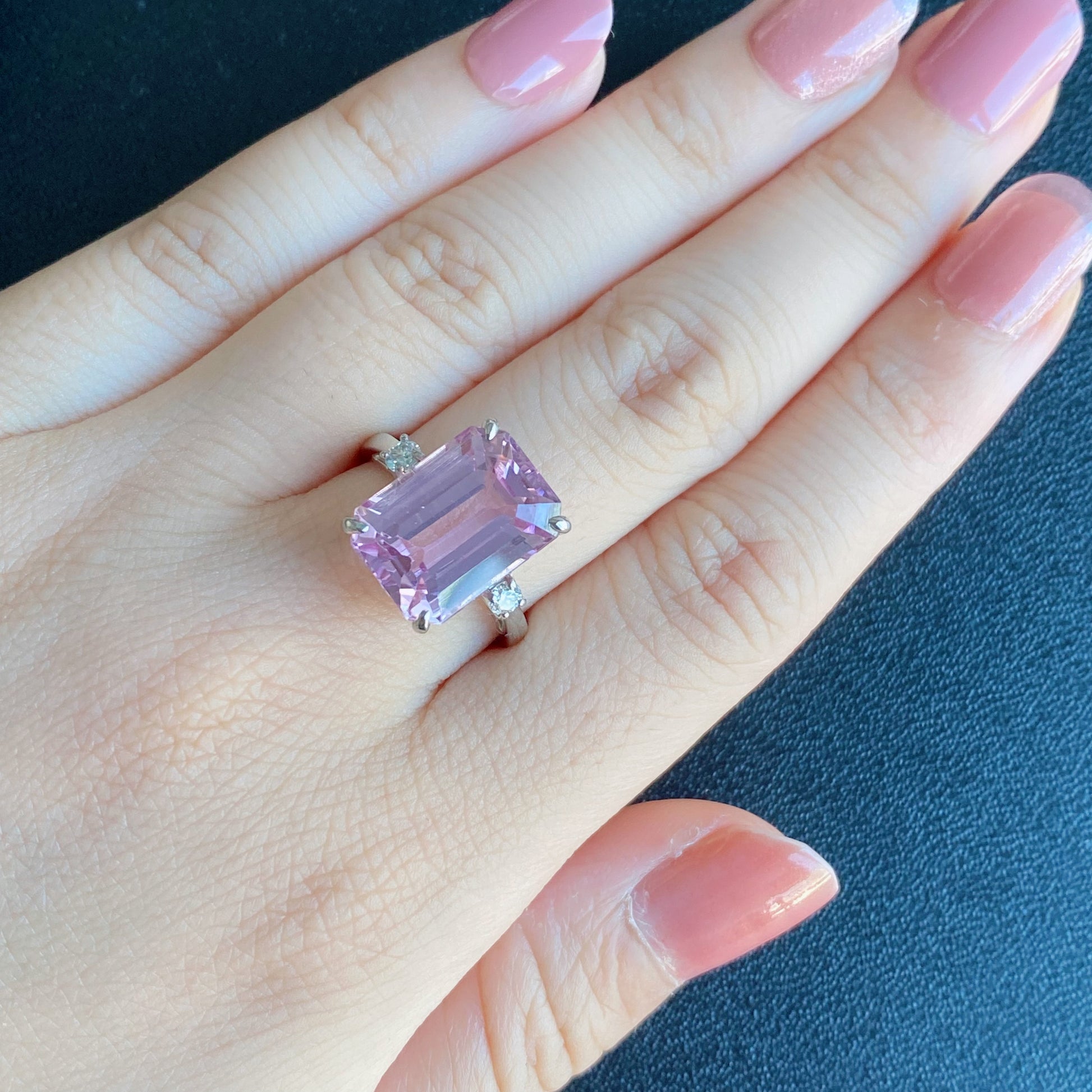 【お値下げ】8.42ct 天然クンツァイト 天然ダイヤモンド リング