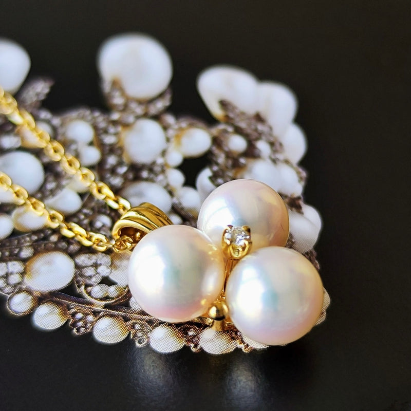 アクセサリー MIKIMOTO MIKIMOTO 【ミキモト】K18アコヤパール ダイヤネックレス (NO