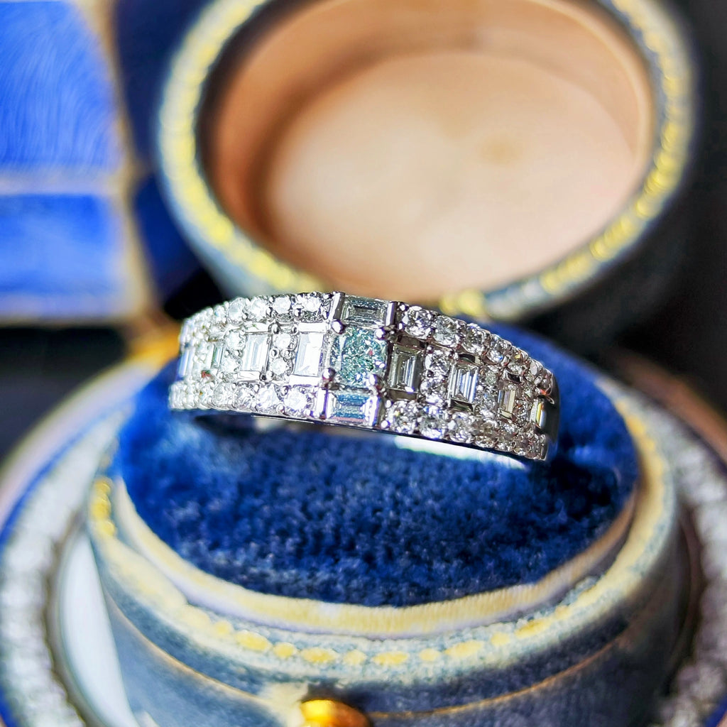 【ブルーダイヤ】FANCY GREEN BLUE SI2 0.115ct プラチナリング