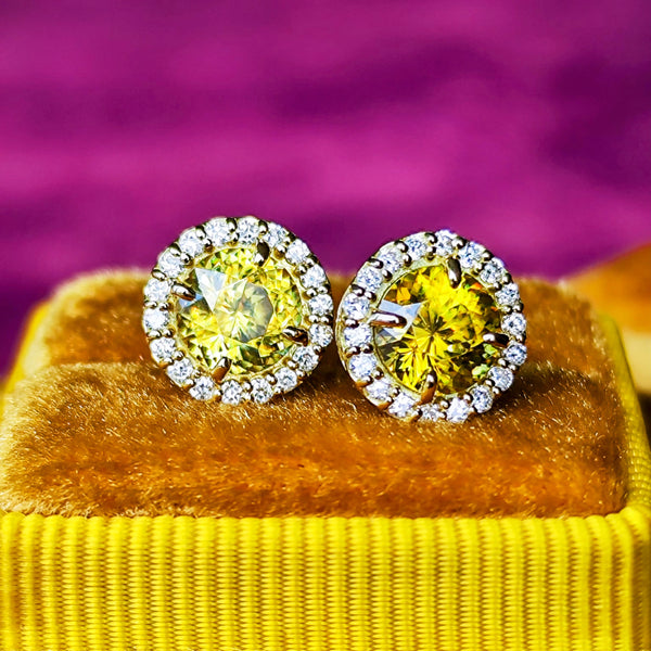 天然スフェーン 天然ダイヤモンド 18金ピアス – Mico宝飾店