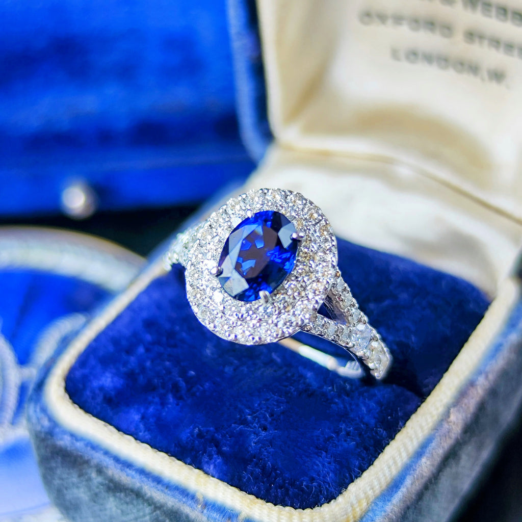 【ロイヤルブルー 大粒】天然サファイア 1.24ct 天然ダイヤモンド リング