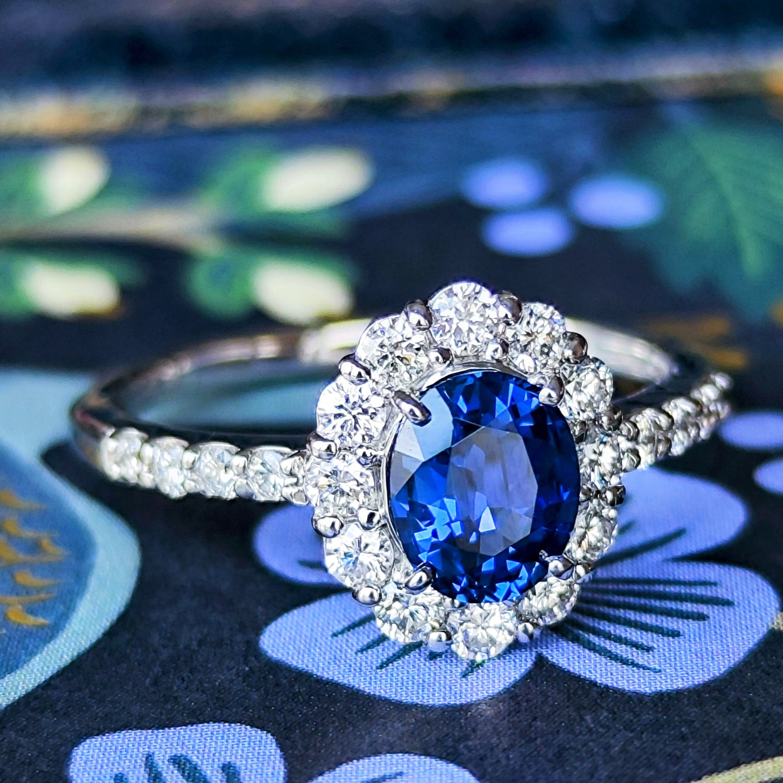 非加熱 コーンフラワー】天然サファイア 天然ダイヤモンド リング