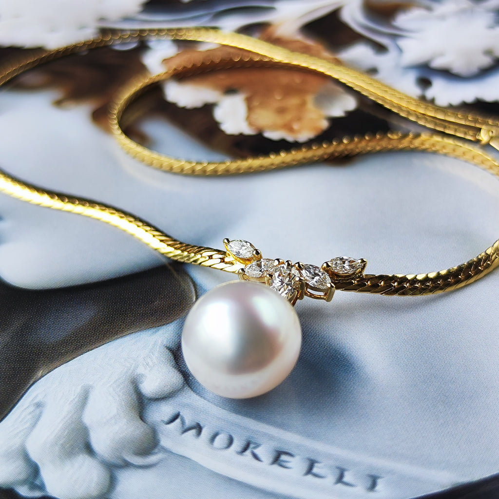 MIKIMOTO ミキモト 白蝶真珠 ダイヤモンド ネックレス