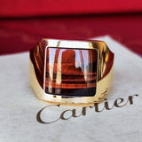 【Vintage Cartier】カルティエ サントス デュモン タイガーアイ 18金PG 10号 リング