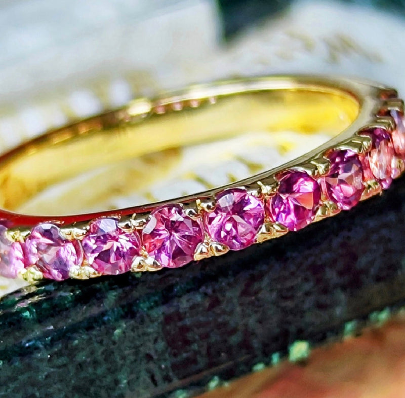 天然マラヤガーネット ハーフエタニティリング