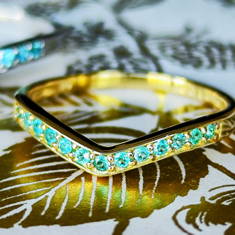 天然パライバトルマリン ハーフエタニティリング 18金