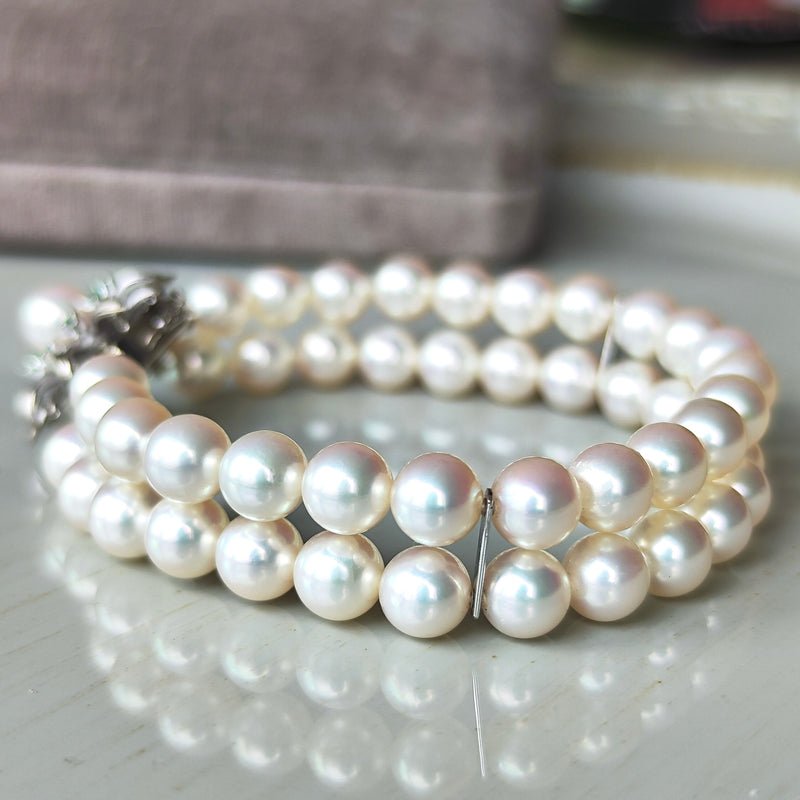 MIKIMOTO ミキモト　天然真珠ブレスレット 専用ケース付き MIKIMOTO ミキモト あこや真珠 天然エメラルド ブレスレット