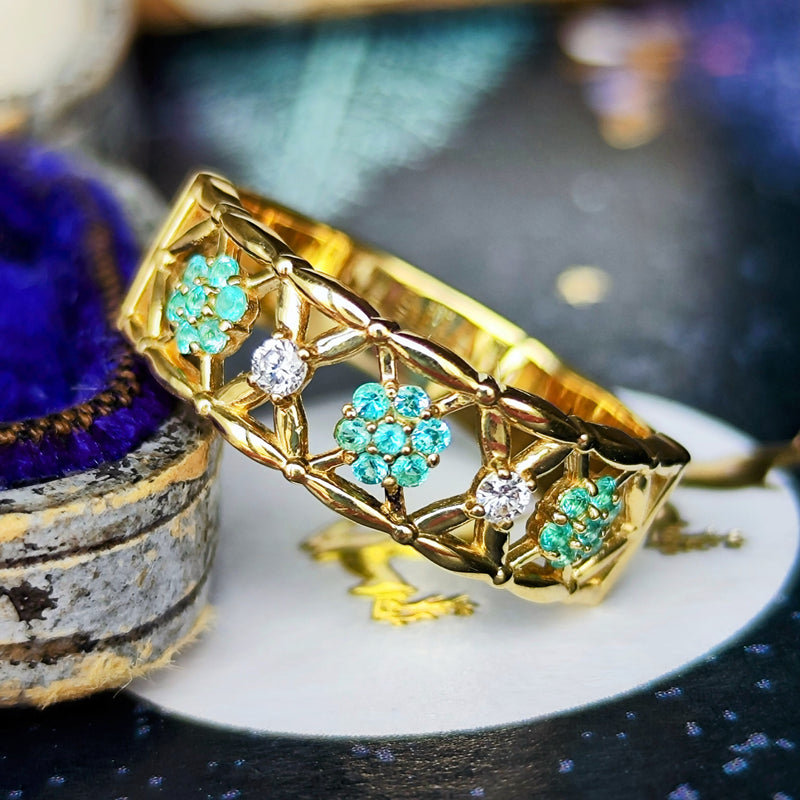 天然パライバトルマリン 天然ダイヤモンド 18金リング