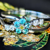 天然パライバトルマリン 天然イエローダイヤモンド フラワーリング