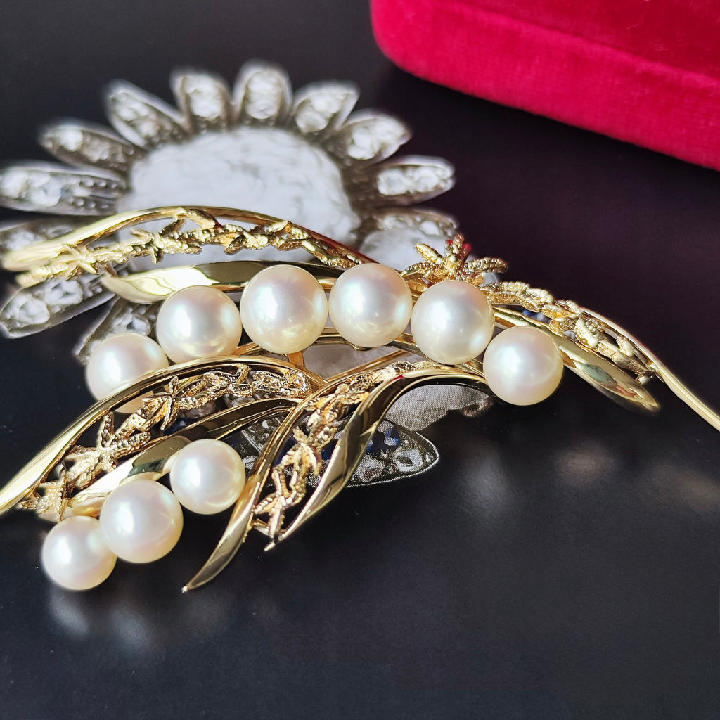 【オールドミキモト 】MIKIMOTO ミキモト あこや真珠 14金 ブローチ ①