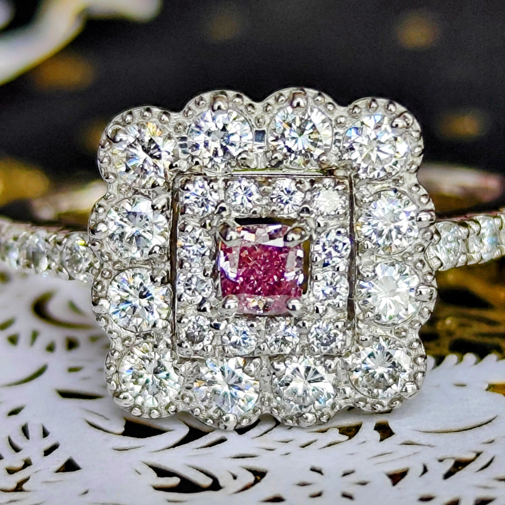 【ピンクダイヤ】天然ダイヤモンド FANCY INTENSE PINK 0.117ct プラチナリング