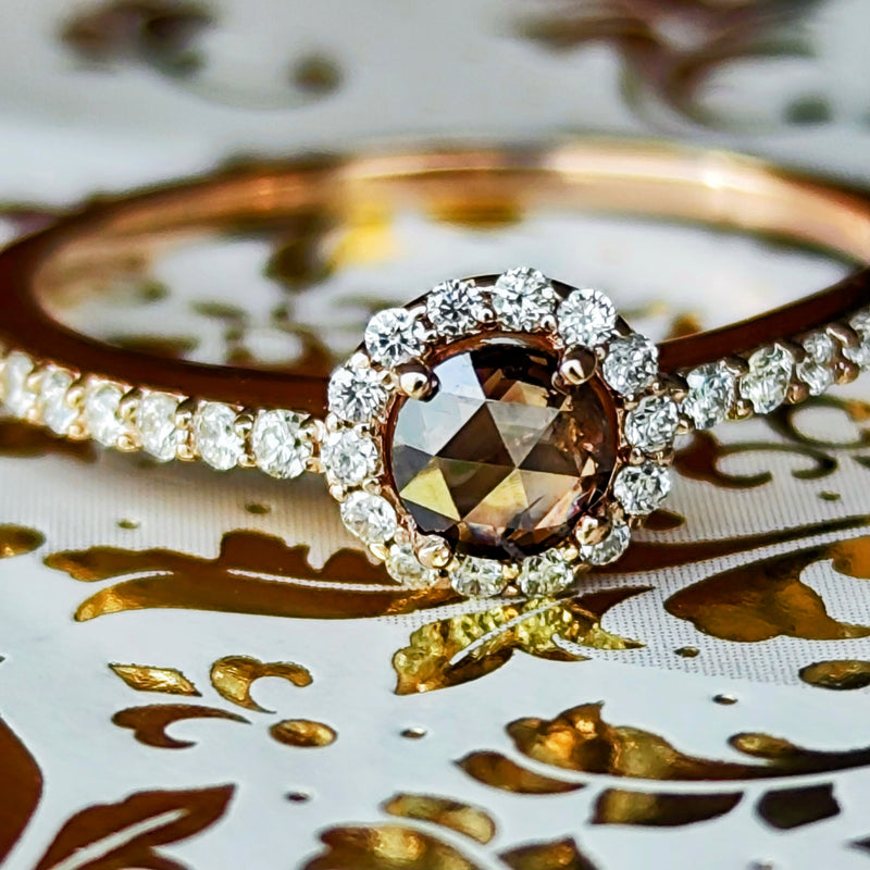 【ローズカット】天然ブラウンダイヤモンド リング