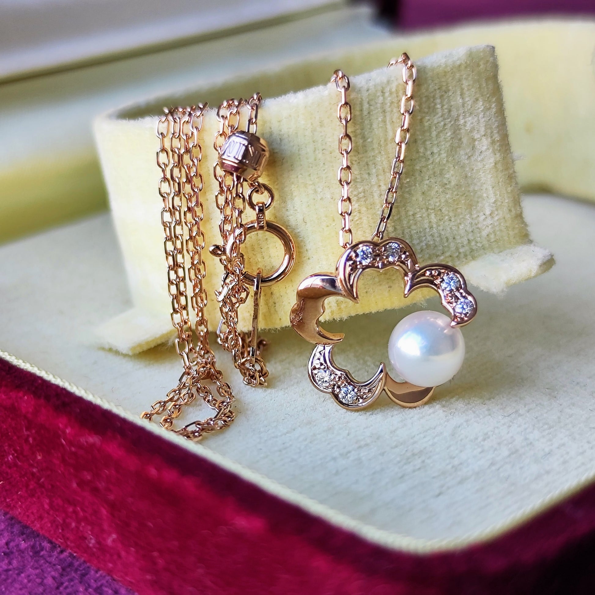 MIKIMOTO ミキモト さくらモチーフ あこや真珠 ダイヤモンド ネックレス