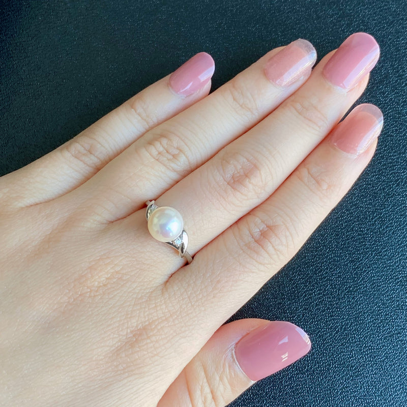 MIKIMOTO ミキモト あこや真珠 天然ダイヤモンドリング