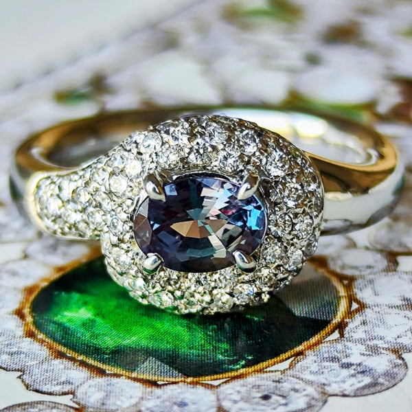【大粒 0.60ct】天然アレキサンドライト 天然ダイヤモンド リング