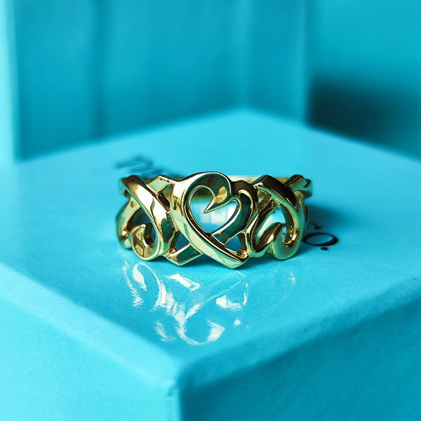 TIFFANY&Co ティファニー トリプルラビングハート 18金YG リング