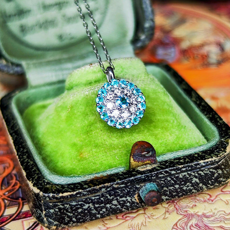 天然パライバトルマリン 天然ダイヤモンド ネックレス