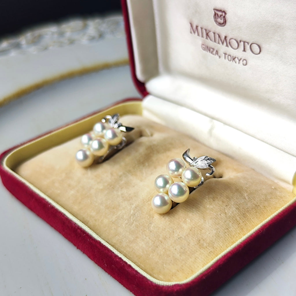 [Vintage MIKIMOTO] MIKIMOTO Akoya Pearl 14K White Gold Earrings