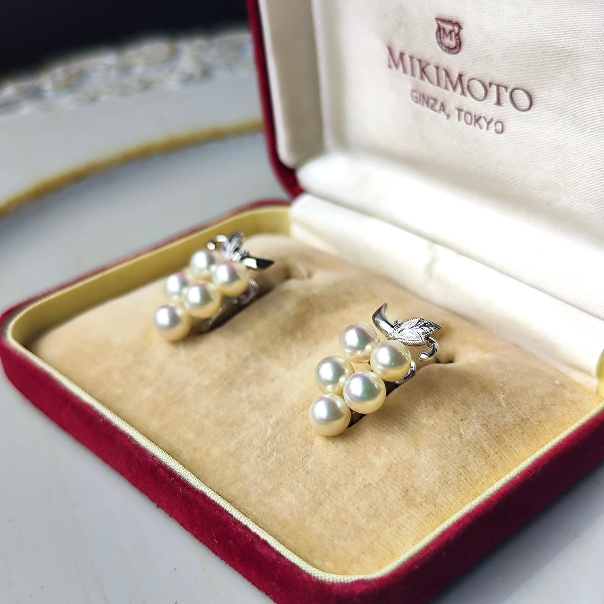 [Vintage MIKIMOTO] MIKIMOTO Akoya Pearl 14K White Gold Earrings