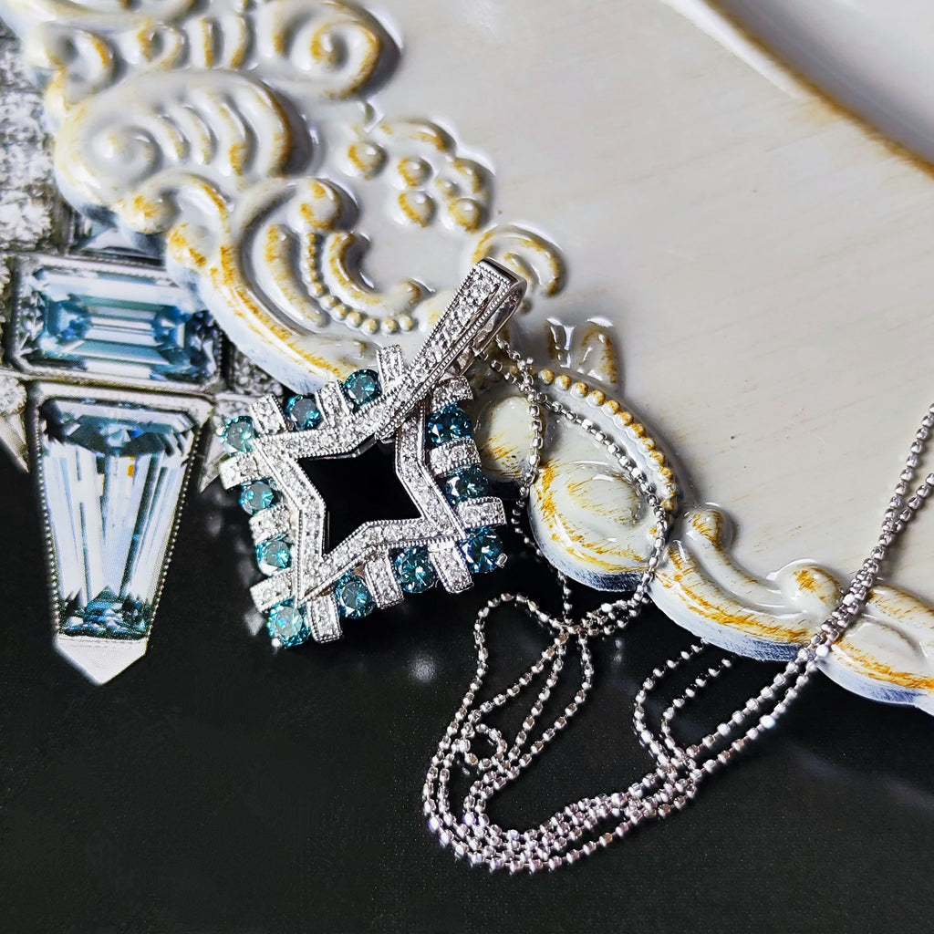 天然ダイヤモンド トリートブルーダイヤ 18金WG ペンダントトップ