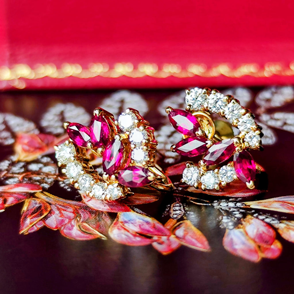 MIKIMOTO ミキモト 天然ルビー 天然ダイヤモンド イヤリング