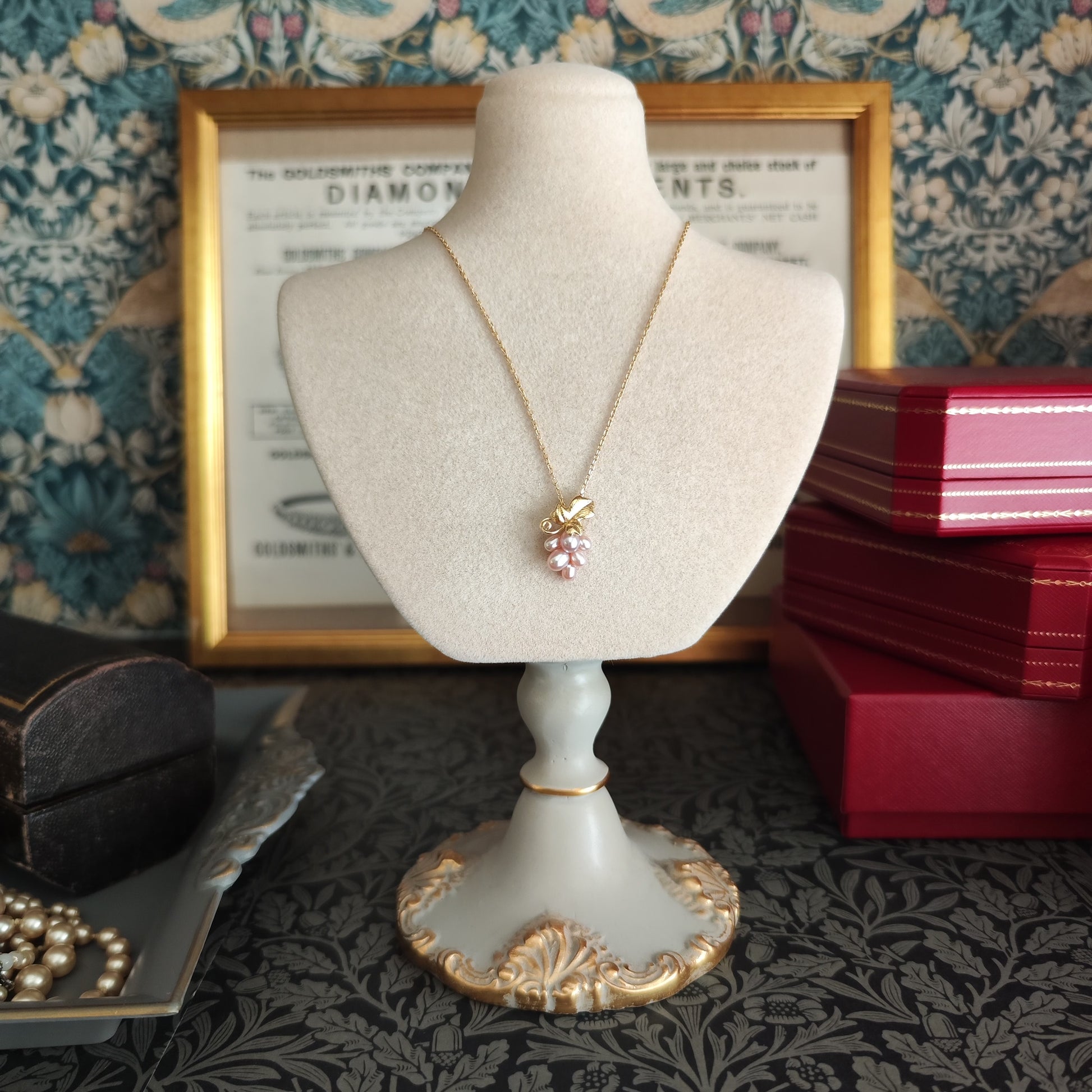 MIKIMOTO ミキモト 葡萄のモチーフ 淡水真珠 18金ネックレス