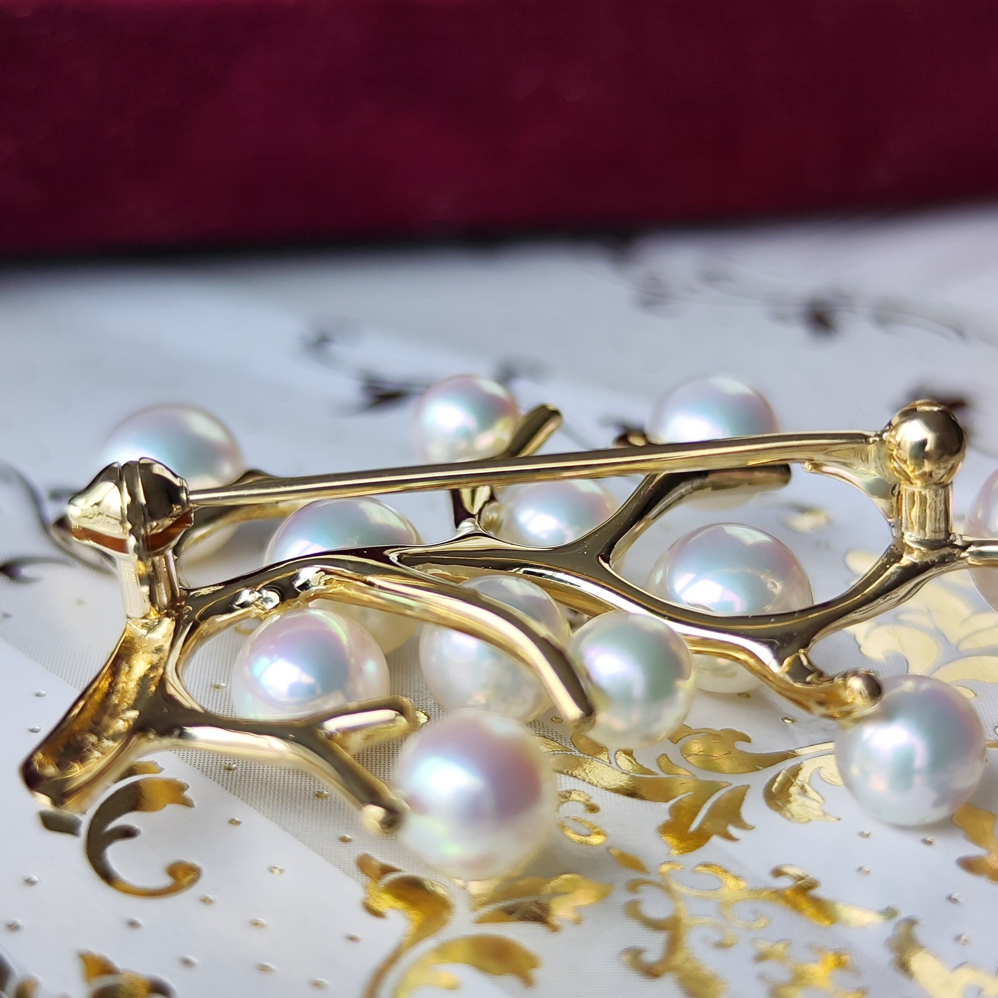 MIKIMOTO ミキモト 幸福の木 あこや真珠 18金ブローチ