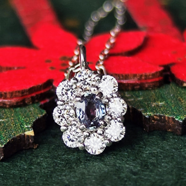 天然アレキサンドライト 天然ダイヤモンド プラチナネックレス