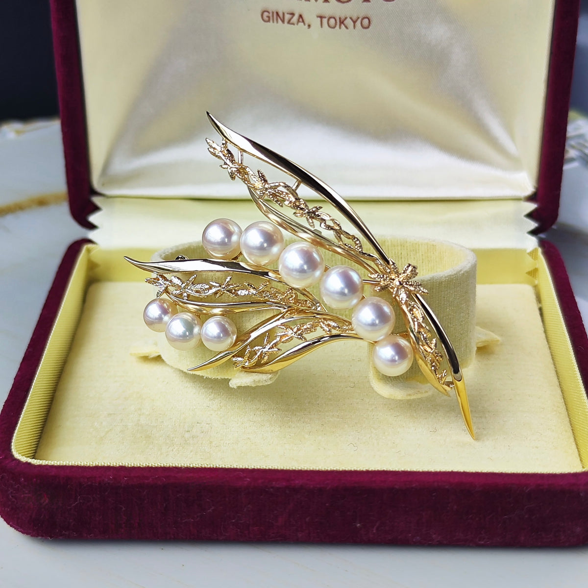 [Vintage MIKIMOTO] MIKIMOTO Akoya Pearl 14K Gold Brooch ①