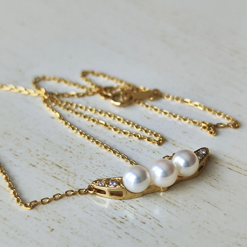 MIKIMOTO ミキモト あこや真珠 天然ダイヤモンド ネックレス