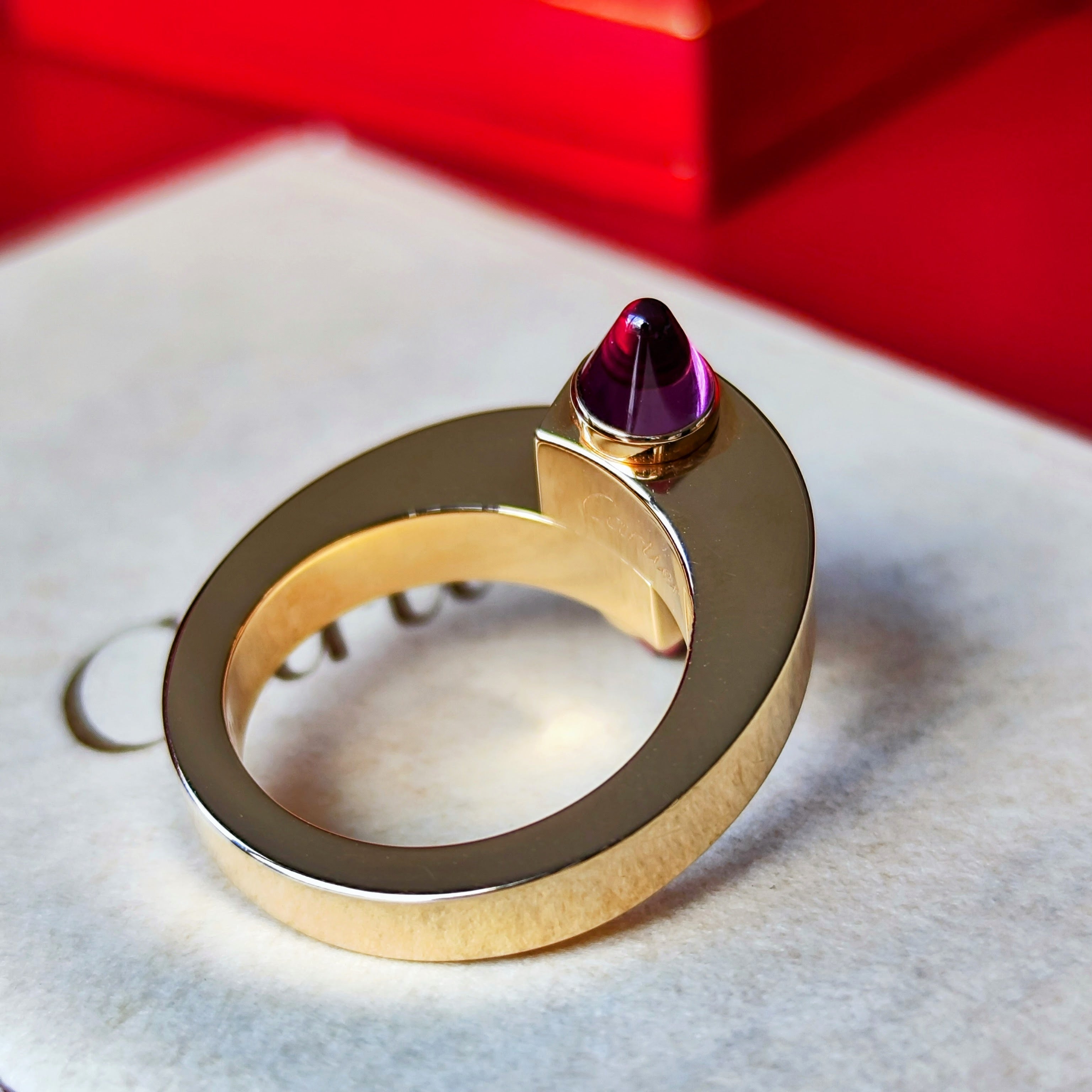 Vintage Cartier】カルティエ メノットリング ガーネット 18金PG 10号