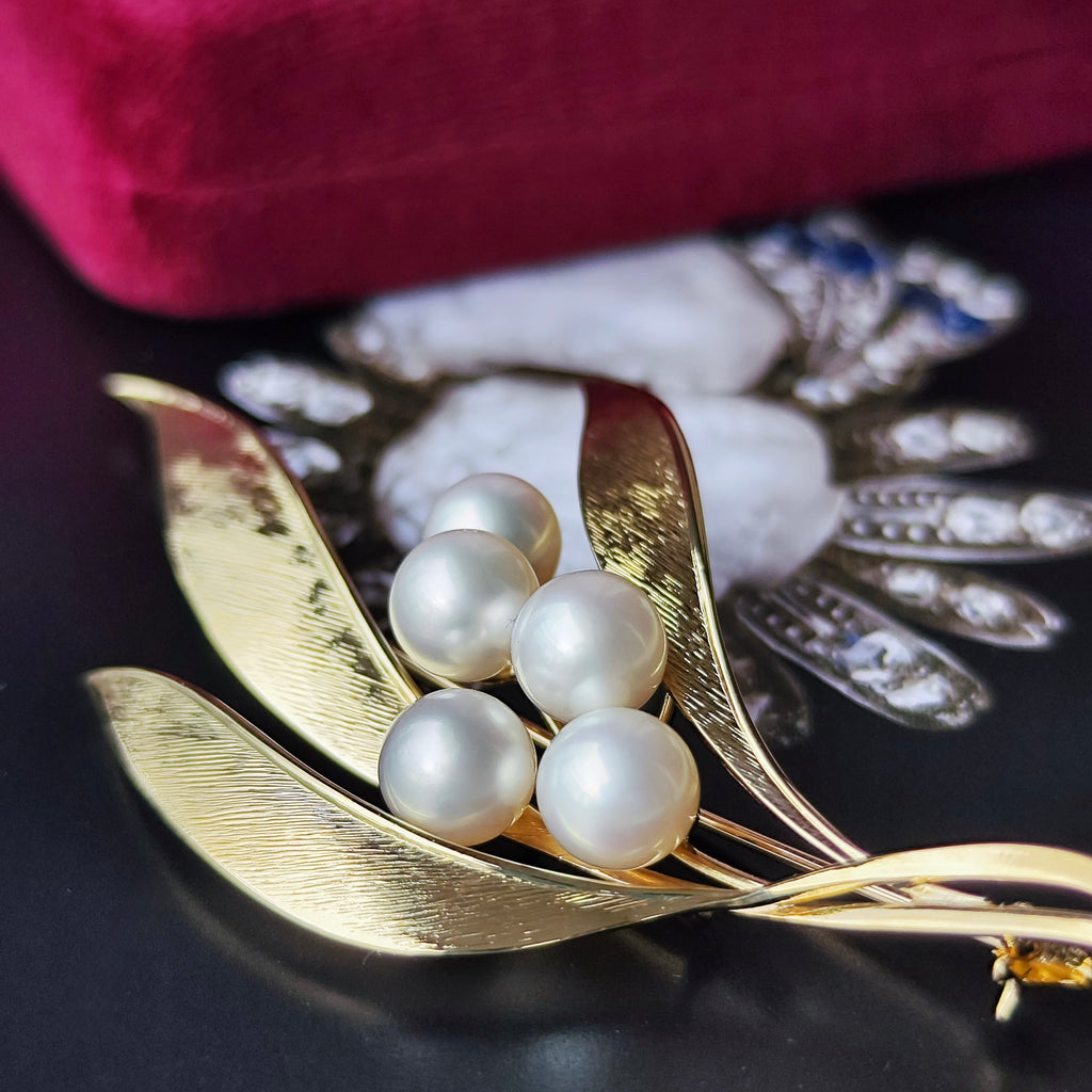 [Vintage MIKIMOTO] MIKIMOTO Akoya Pearl 14K Gold Brooch ②