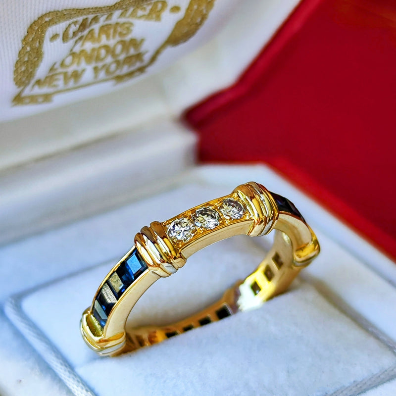 【Vintage Cartier】カルティエ コンテッサ サファイア ダイヤモンド フル リング