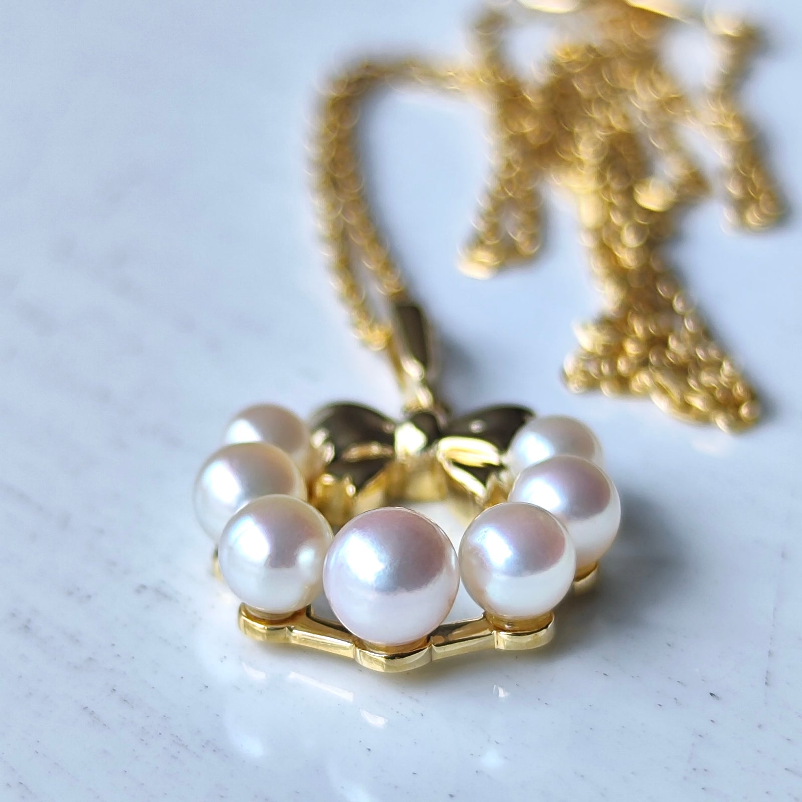 MIKIMOTO ミキモト あこや真珠 ベビーパール リボン ネックレス