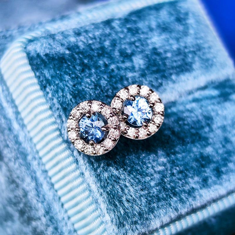 【カンチャナブリ産】天然サファイア 天然ダイヤモンド ピアス