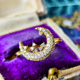 天然ダイヤモンド 月のモチーフ 18金リング