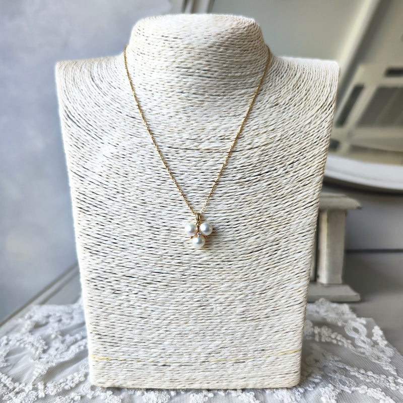 MIKIMOTO ミキモト あこや真珠 天然ダイヤモンド ネックレス