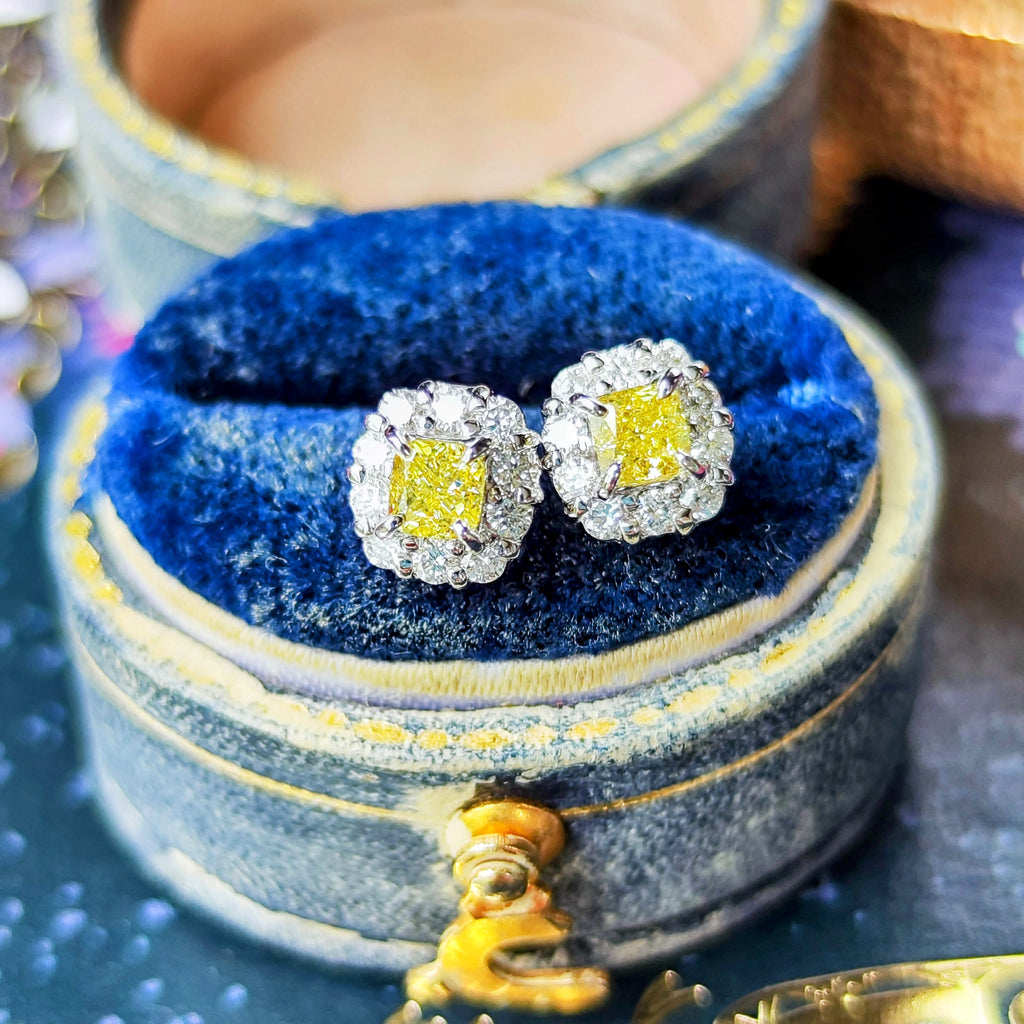 【イエローダイヤ】FANCY INTENSE YELLOW SI1 プラチナピアス