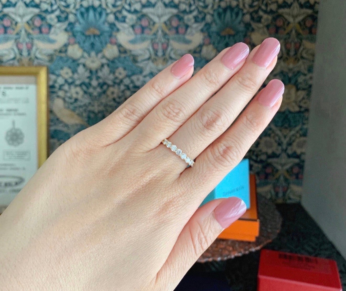 【全石ハート&キューピッド】天然ダイヤモンド 1.0ct 15石 ハーフエタニティリング 18金 ③