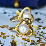 MIKIMOTO ミキモト あこや真珠 ハート型 イヤリング
