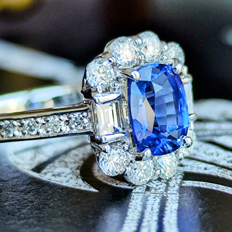 【コーンフラワー】天然ブルーサファイア 1.19ct 天然ダイヤモンド リング