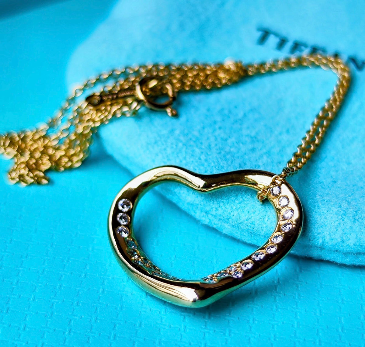 TIFFANY &Co ティファニー オープンハート ダイヤモンド 18金YG ネックレス
