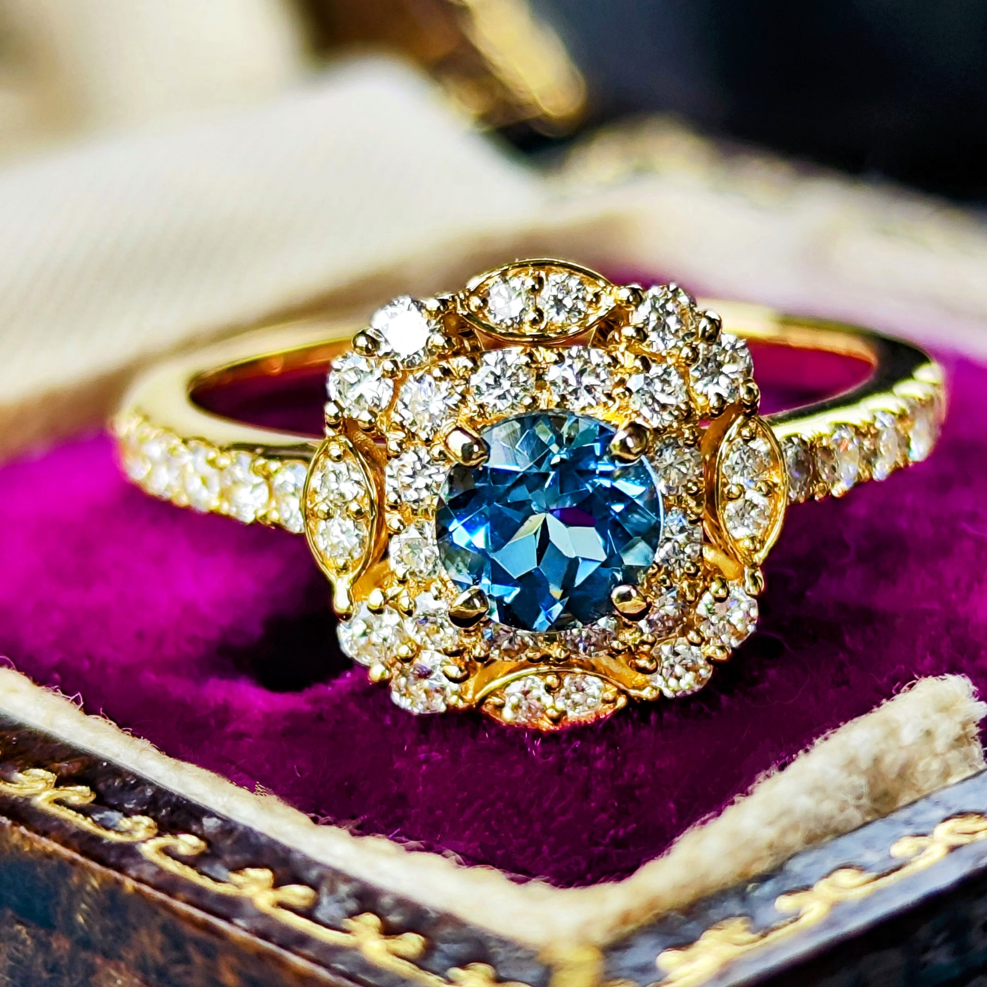 【サンタマリア】天然アクアマリン 0.45ct 天然ダイヤモンド リング