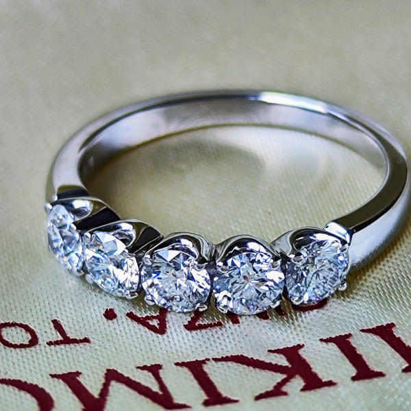 MIKIMOTO ミキモト 天然ダイヤモンド 0.74ct ハーフエタニティリング