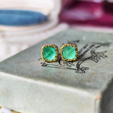 【シュガーローフ】天然エメラルド 18金ピアス