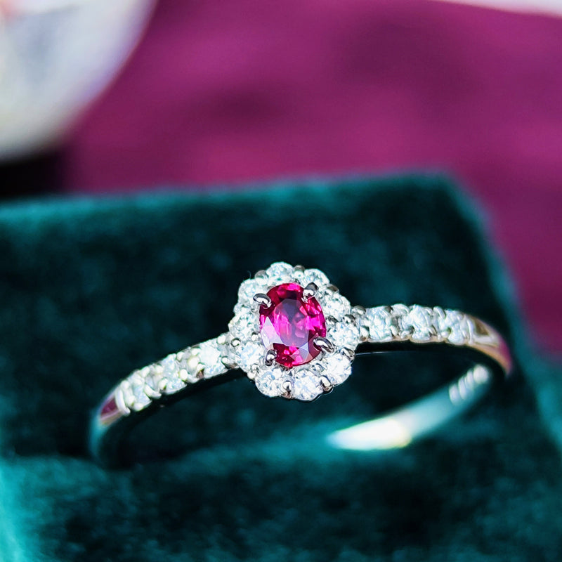 【非加熱 ピジョンブラッド】天然ルビー 天然ダイヤモンド リング