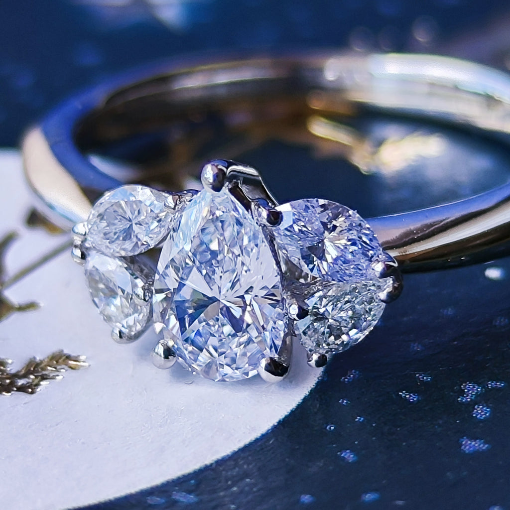 TASAKI 田崎真珠 天然ダイヤモンド ペアシェイプ 0.64ct 0.41ct プラチナリング