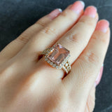 【大粒】天然モルガナイト 3.30ct 天然ダイヤモンド 新品リング
