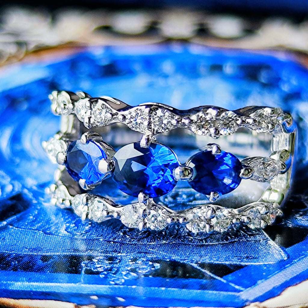 TASAKI 田崎真珠 天然サファイア 天然ダイヤモンド 18金WGリング